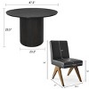 5-Piece Round Dining Table Set, 46'' Black Wood Pedestal Table with 4 Faux Leather Upholstered Chairs, Modern Kitchen & Dining Room Set-Maison Boucle - 3 of 4