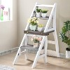 Solid Wood Foldable Ladderchair Dual Purpose Stepladders Step Display Stand Flower Stand forHome,Library,Kitchen - 4 of 4