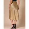 INSPIRE CHIC Women's Summer Satin Printed Silky High Waist Elastic Midi Skirt - 3 of 4