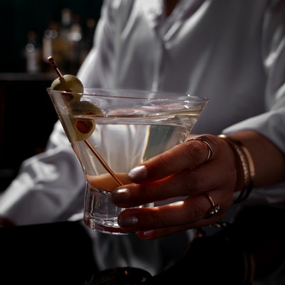 Viski Crystal Stemless Martini Glasses - Set of 4, 7.5 oz