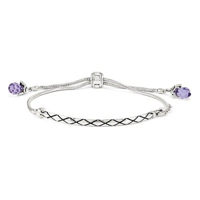 Black Bow Jewelry Sterling Silver & Purple Crystal Adjustable Starter Bracelet