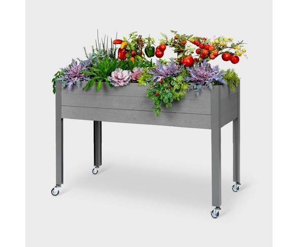 47" Rectangular Wooden Planter Gray - CedarCraft