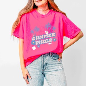 Simply Sage Market Summer Vibes Palm Trees Floral Garment Dyed Tee - 1 of 4