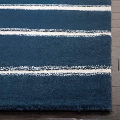 Martha Stewart Navy and White Wool Stripe Runner Rug