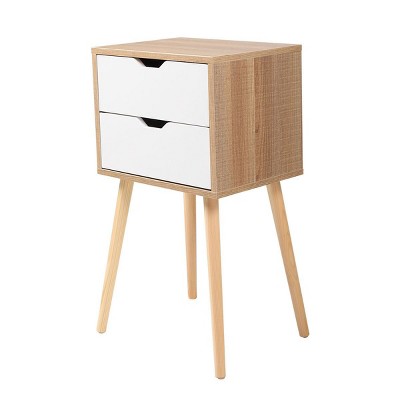NicBex Set of 2 Mid-Century Nightstand Bedside End Table with Drawers for Bedroom & Living Room