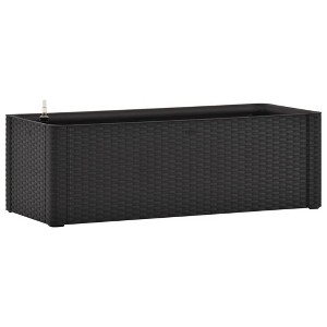 vidaXL Raised Garden Bed Flower Bed with Self Watering System Rattan Look - Anthracite 39.4" x 16.9" x 13" - 1 of 4