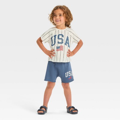 Toddler Boys' Grayson Mini Americana Star Top and Bottom Shorts Set - Blue