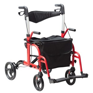VEVOR 2 in 1 Rollator Walker & Transport Chair for Seniors, Folding Rolling Walker Wheelchair Combo & Footrests, All Terrain Wheels, 300LBS - 1 of 4