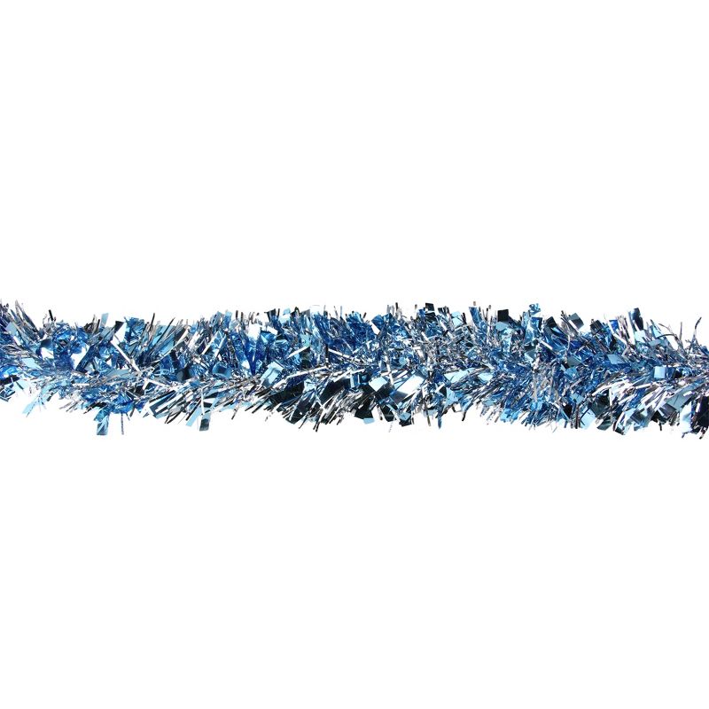 Northlight 12' x 4" Unlit Silver/Icy Blue Wide Cut Shiny Tinsel Christmas Garland, 3 of 6
