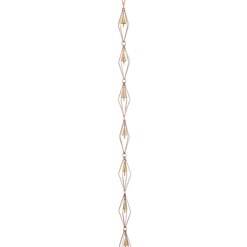 8.5ft Pure Copper Diamond Rain Chain with Bell - Good Directions, 4 of 9