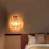 PAKOKULA Modern 1-Light Chrome Finish Crystal Column Wall Sconce with Fabric Shade - 3 of 4