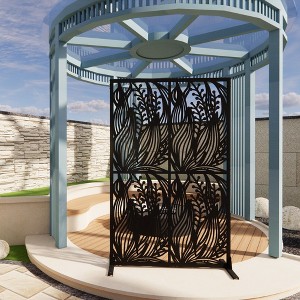 PAGED Privacy Screen Freestanding 72" H×45" W Partition, Metal Fence Panels with Bird Shape for Balcony Garden Room Divider - 1 of 4