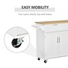 Resenkos Mobile Kitchen Island with Storage, Kitchen Cart with Wood Top, Storage Drawers, 3-door Cabinets, Adjustable Shelves and Towel Rack, White - 4 of 4