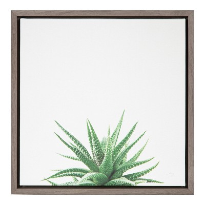 16" x 16" Succulent Simplicity I Neutral Framed Canvas Wall Art - Amanti Art