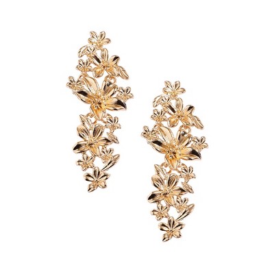 SOHI Women's Metallic Flora Drop Earrings