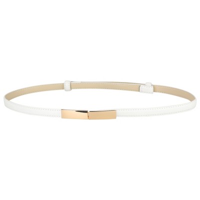 INSPIRE CHIC Women's Skinny Faux Leather Adjustable Gold Buckle Slim Waistband