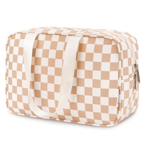 Generic Large Checkered Travel Toiletry Bag Women Toiletries Bag Makeup Bag with Handle Make up bag - 1 of 4