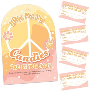 Big Dot of Happiness Stay Groovy - How Many Candies Boho Hippie Party Game - 1 Stand and 40 Cards - Candy Guessing Game - 1 of 4