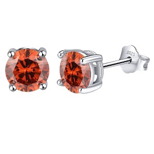 Birthstone Earrings for Women Solitaire Round Cubic Zirconia Sterling Silver Ginger Lyne Collection - 1 of 4