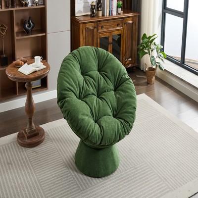 FURNIinspire Accent Chair Oversized Swivel Accent Chair 360 Swivel Barrel Chair Papasan Chair For Living Room Bedroom, Green, 36.62"*24.80"*17.32"