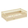 Toddler Bed with High Guardrails and Door, Safe & Sturdy Wooden Bed Frame for Kids’ Bedroom, Playroom, and Reading Space – The Pop Home - 4 of 4