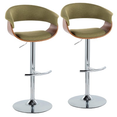 Set Of 2 Claire Upholstered Counter Height Barstools Green/black ...