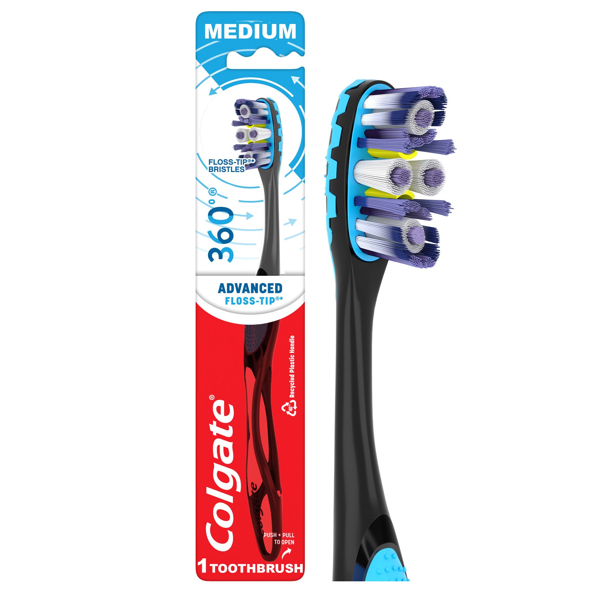 Colgate 360 Advanced Floss-Tip Manual Toothbrush - Medium