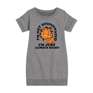 - Garfield - Always Right Graphic Short Sleeve Fleece Dress - 1 of 3