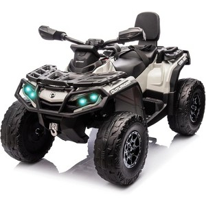 24V Licensed Can-Am Kids Ride On ATV, 2-Seater 4WD Electric ATV Car w/ Bluetooth, LED Lights, Leather Seats & 3 Speeds - 1 of 4