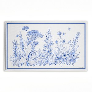 Stupell Industries Blue Toile Flowers Printed Plush Bath Mat And Bath Rug, Design By Susan Winget, 18"X30" - 1 of 4