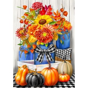 Autumn Mason Jars Floral House Flag Fall Pumpkins Rustic 28" x 40" Briarwood Lane - 1 of 4