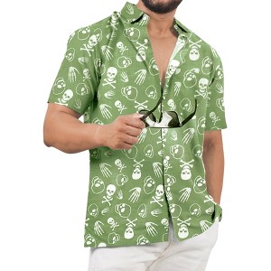 HAPPY BAY Mens Hawaiian Short Sleeve Button Down Shirt Men's Halloween Costumes Shirt Linen Effect Casual Holiday Summer Shirts for Men - 1 of 4