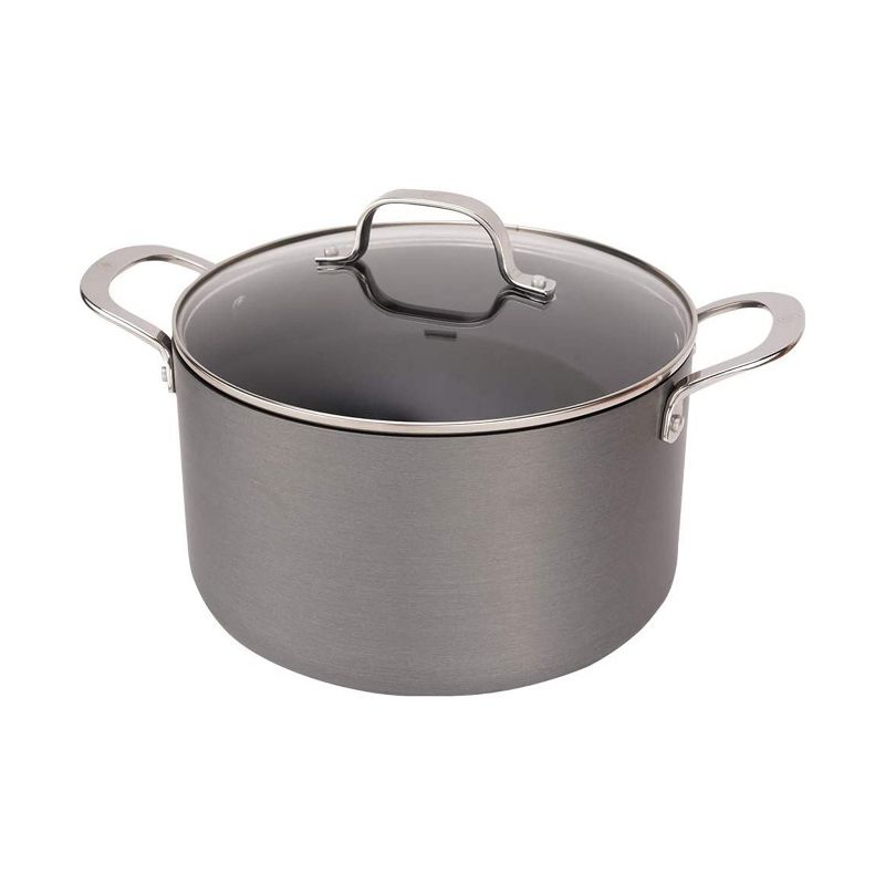 Swiss Diamond Hard Anodized Induction Stock Pot with Tempered Glass Lid, 9.5", 8 QT, 1 of 3