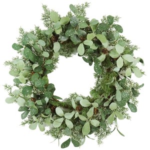 Whisen D24" Foliage/Cedar Christmas Wreath - 1 of 4