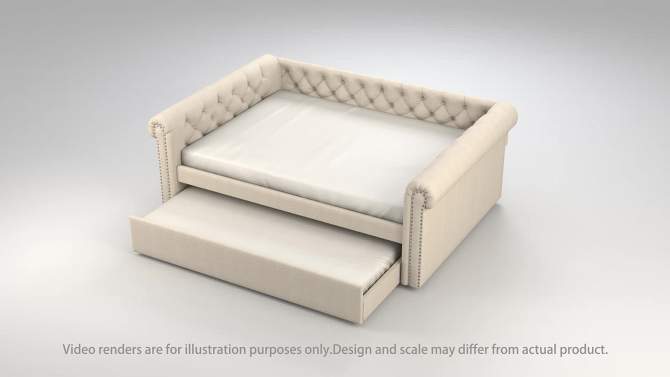 Melly Tufted Upholstered Queen Daybed with Twin Trundle Beige - HOMES: Inside + Out, 6 of 7, play video