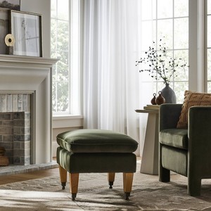 Talbert Ottoman Olive Velvet - Threshold™ designed with Studio McGee: Plywood Frame, No Assembly, Spot Clean - 1 of 4