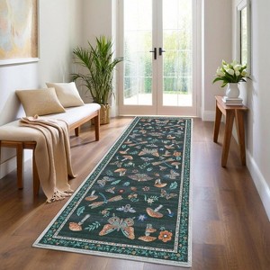 Washable Rug - Non-Slip Soft Farmhouse Carpet Low Pile Thin Floor Cover for Living Room, Bedroom Nursery Dining Room Dorm - 1 of 4