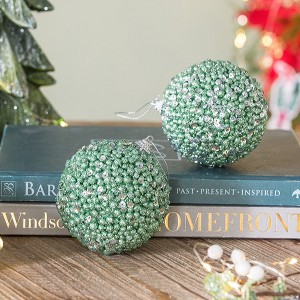 YOOCOZZ  Christmas Holiday Party Ornaments Decoration 6 Set - 3.9" Christmas Ball Ornaments, Green Decorative Hanging Ball Xmas Tree Ornaments - 1 of 4