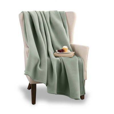 Luxurious Moss Green Fleece Full/Queen Blanket - Lightweight and Reversible