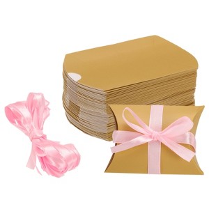 Unique Bargains Wedding Birthday Party Paper Candy Gift Wrap Boxes with Ribbons 50 Pcs - 1 of 4