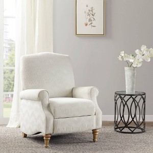 Cranberry Push Back Recliner Ivory: Madison Park, Elegant Jacquard Fabric, Turned Wood Legs, No Tools Assembly - 1 of 4