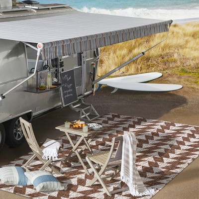 Moroccan-Inspired Mid-Century Modern Geometric Rug in Brown/Beige