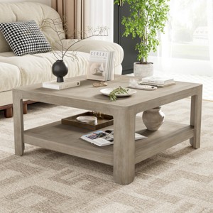 34.5" Modern Square Coffee Table with Storage, 2-Tier Center Table, Minimalist End Table for Living Room-Panipeachy - 1 of 4