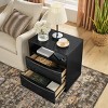 Mid Century Modern Nightstand with USB Ports, Charging Station, Louver Drawer Design and Open Shelf for Bedroom or Living Room-Maison Boucle - 2 of 4