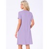 cheibear Women's Soft V-Neck Summer Pajama Lounge Dress with Pockets Nightgowns - 4 of 4