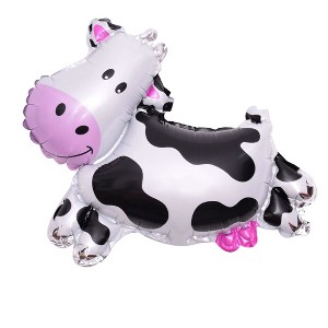Unique Bargains Foil Wedding Celebration Decor Cow Shape Inflation Helium Balloon White 18 Inch - 1 of 4