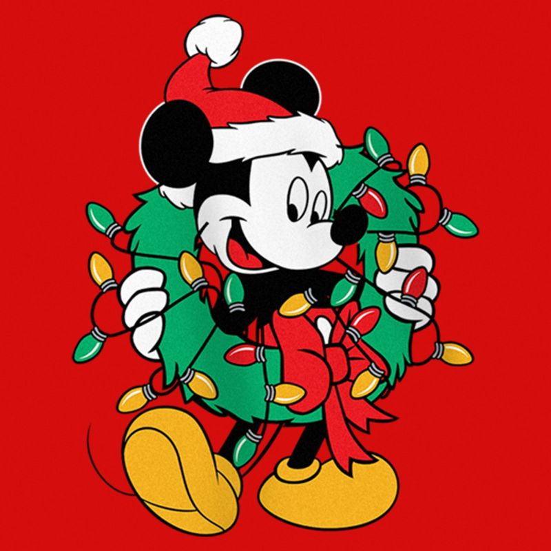 Girl's Mickey & Friends Christmas Wreath Mickey Mouse T-Shirt, 2 of 6