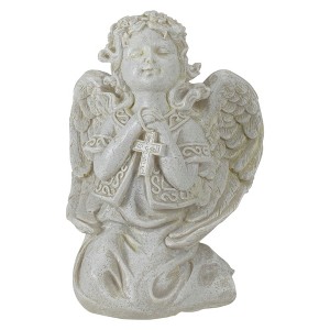 Northlight 6.75" Praying Angel with Cross Outdoor Garden Statue - 1 of 4
