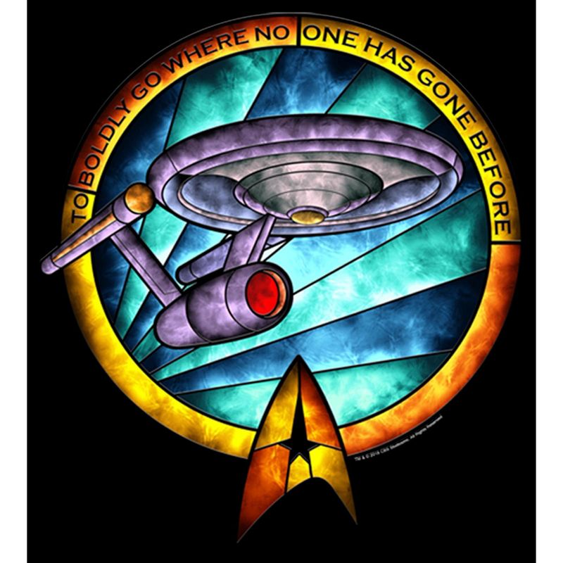 Boy's Star Trek USS Enterprise Stained Glass To Boldly Go T-Shirt, 2 of 6