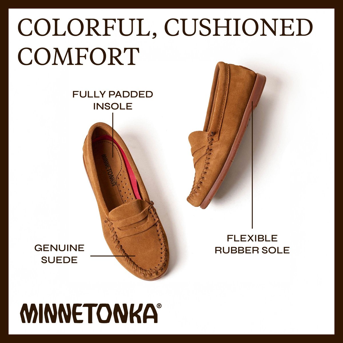 Женские туфли Minnetonka Women's Suede Mellony Penny Loafers 208P Stone - 8 — фото 7